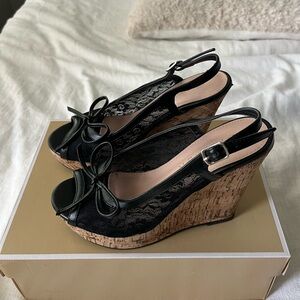 Elegant Black Lace Wedges